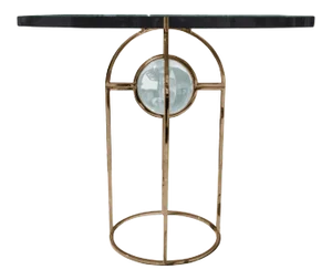 Charles Hollis Jones "Bullet" Solid Brass and Lucite Dining/Center Table