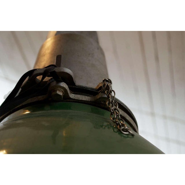 Green Distressed Antique Industrial Hanging Lantern For Sale - Image 4 of 8