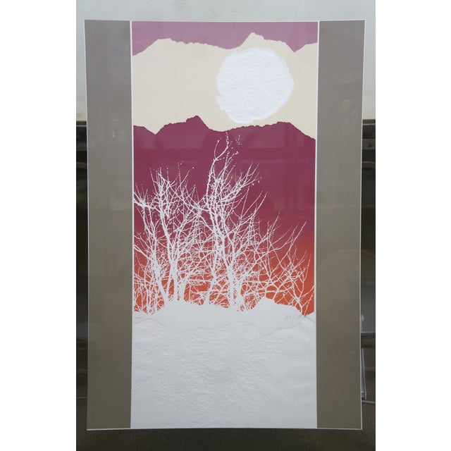Late 20th Century Max Hayslette Signed Abstract Winter Sunset Serigraph Print 44" For Sale - Image 5 of 15