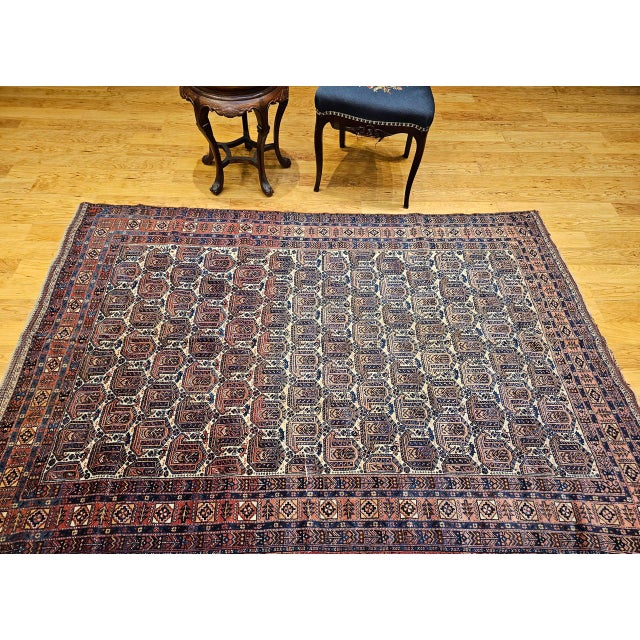 1900 - 1909 Antique Afshar Tribal Rug, Hand-Knotted Wool, Allover Paisley Pattern, Ivory & Red, 5x7 For Sale - Image 5 of 17