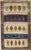 Hand-knotted Persian Gabbeh wool rug featuring rows of stylized leaf motifs on an ivory field, with horizontal bands of...