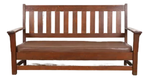 Limbert Mission Oak Arts & Crafts Open Arm Settee or Loveseat, Circa 1900