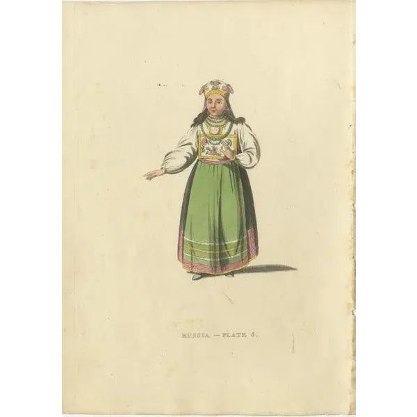 William Alexander, Traditional Attires of Finnish, Estonian and Angria Women in Former Russia, 1814, Paper, Set of 3 For Sale - Image 3 of 6