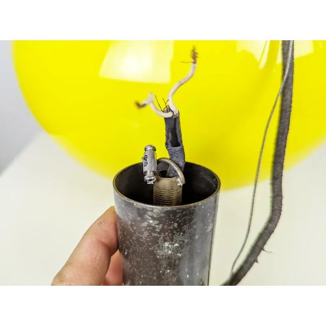 Yellow and White Incamiciato Murano Glass Pendant Lamp by A. Pianon for Vistosi, 1960s For Sale - Image 12 of 14