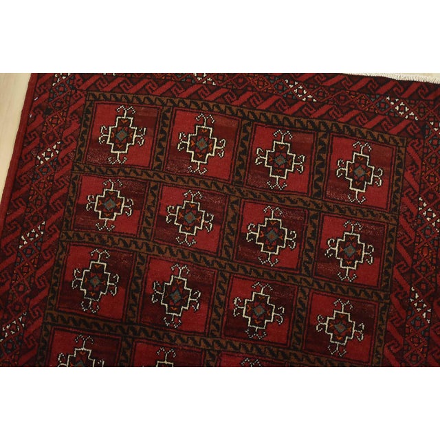 Baloch Rug 3’5” X 6’3” Red Wool Vintage Tribal Hand-Knotted Oriental Carpet For Sale In Philadelphia - Image 6 of 12