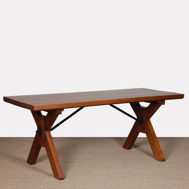 Vintage French Oak Dining Table, 1960 For Sale - Image 14 of 14