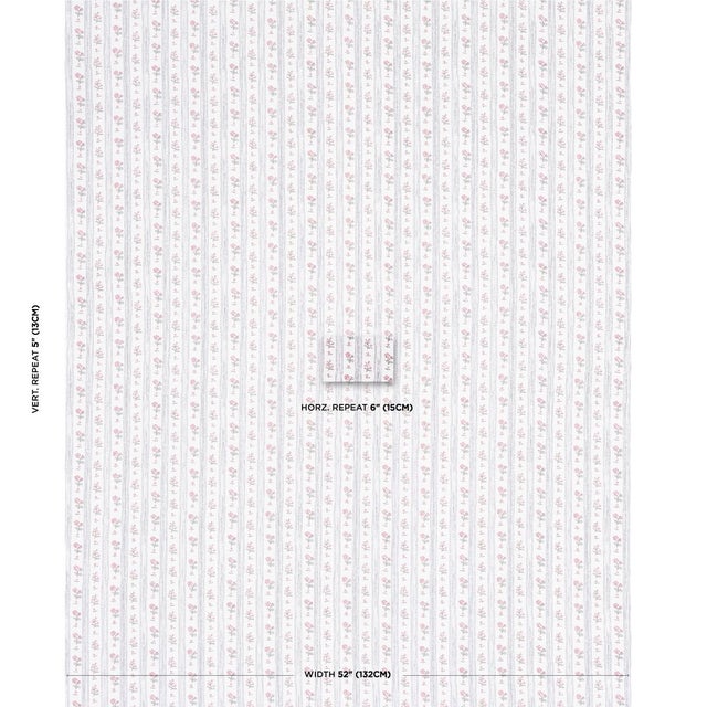 A classic combination of flowers and stripes, this delicate small-scale design has a lovely handprinted look. Cabanon...