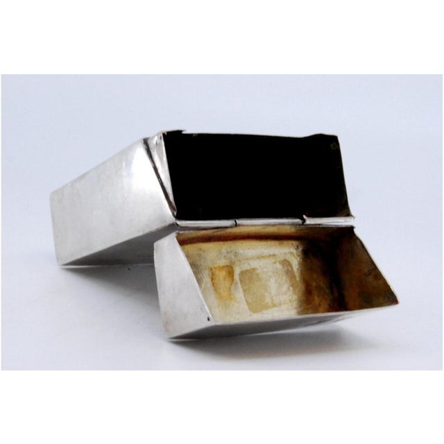 Metal Silver Cigarette Case with Hinged Lid For Sale - Image 7 of 10