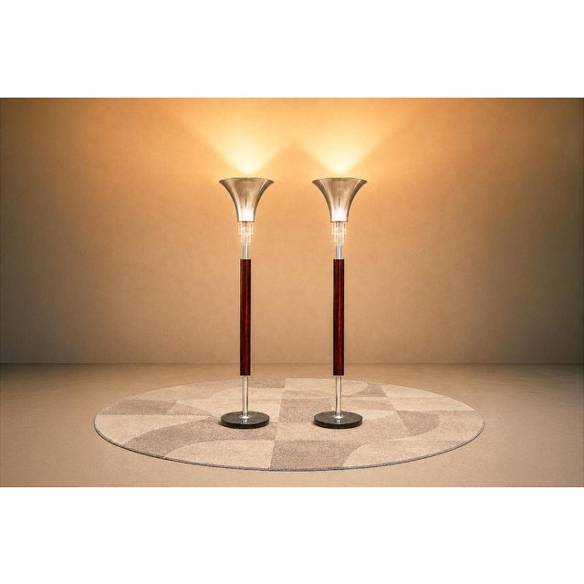 This pair of torchière floor lamps exemplifies Brazil’s regional interpretation of Art Deco. While grounded in the...