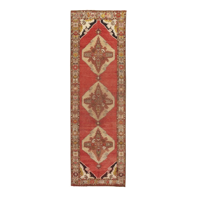 Vintage Circa Turkish Oushak Runner 3ft 6in X 11ft For Sale