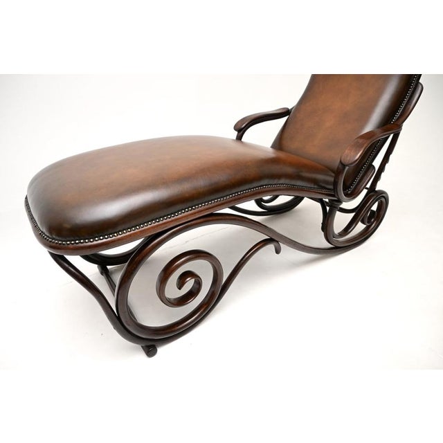 Antique Bentwood and Leather Chaise Lounge, 1880 For Sale - Image 15 of 17