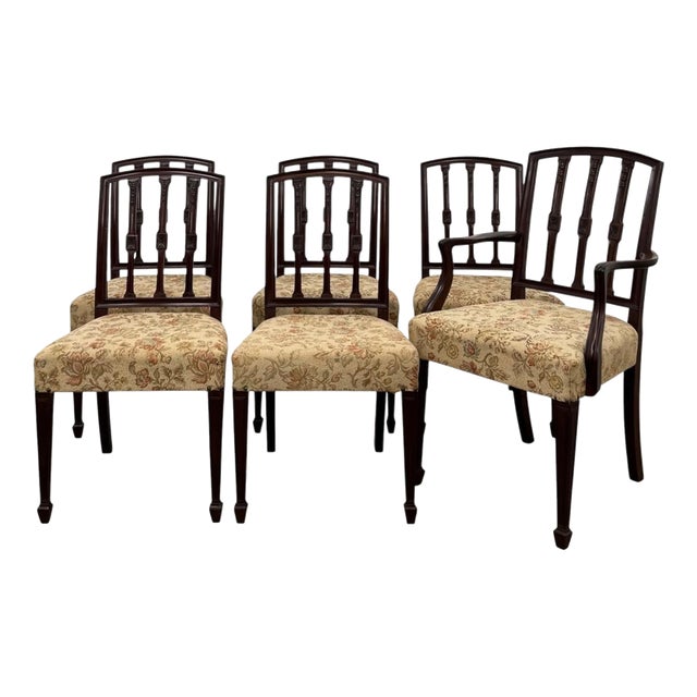 Antique Mahogany Dining Chairs, 1900s, Set of 6 For Sale