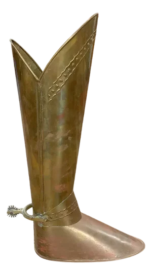Antique Brass Riding Boot Umbrella Stand — Made in England
