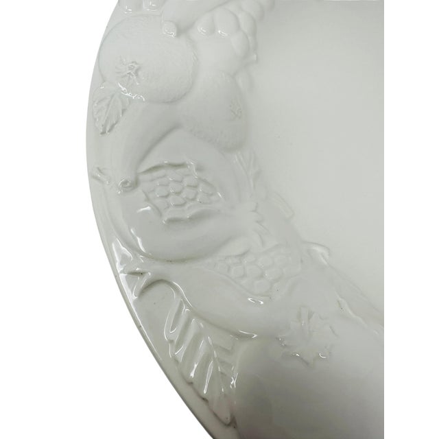 Large 16” Vintage 1980s Italian White Creamware Fruit Relief Centerpiece Serving Bowl For Sale - Image 11 of 16