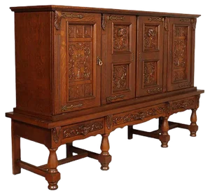 Antique Carved Sideboard Bookcase