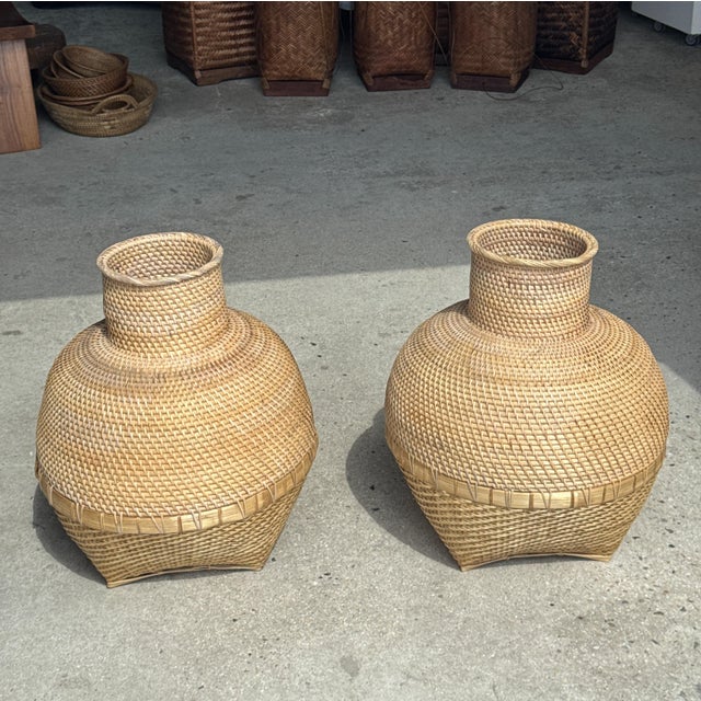 Indonesian Wickerwork Jar Basket For Sale - Image 16 of 18