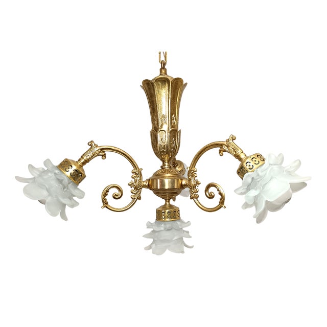 Vintage Napoleon III Chandelier in Gilt Brass, 1980s For Sale