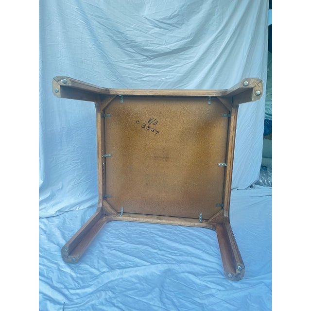 G Plan 1970s Coastal Chic Walnut and White Ceramic Tile Square Side Coffee Table For Sale - Image 4 of 11