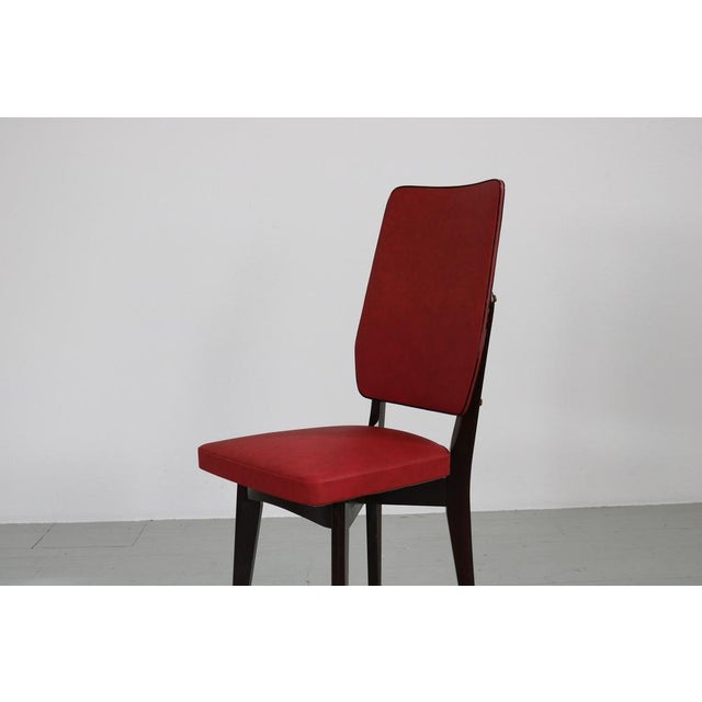 Kitchen Chair with Red Synthetic Leather Cover, 1960s For Sale - Image 13 of 18