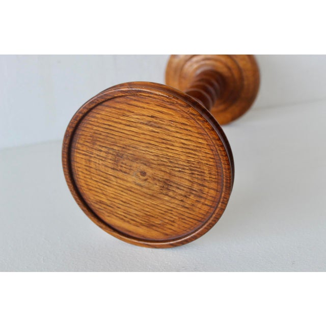 Tan Vintage French Style Barley Twist Wood Side Table Pedestal Mid-Century For Sale - Image 8 of 18