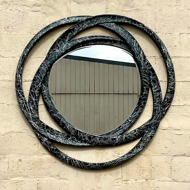 Vintage 80s Monumental Splatter Paint Rings Mirror For Sale - Image 10 of 10