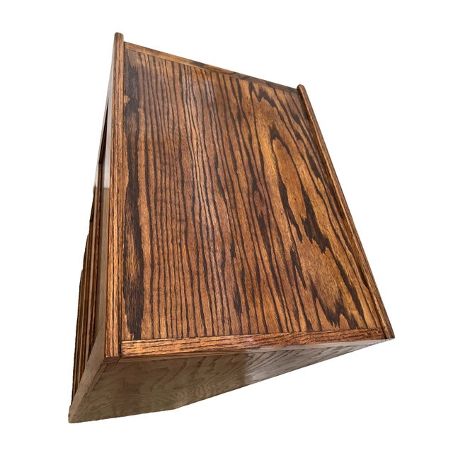 Wood Vintage Tiger Oak File Cabinet Four Drawers One Locks Paneled Sides Legal Size For Sale - Image 7 of 11