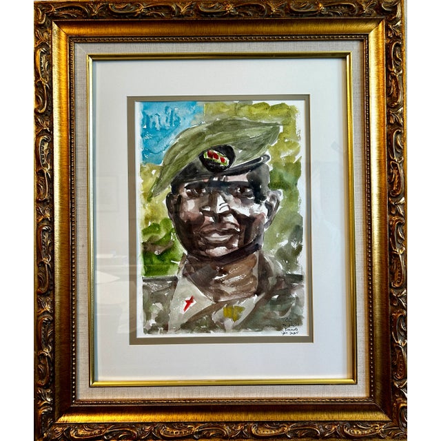 Watercolor Fine Art Giclee Print “Army Chaplain in South Sudan” For Sale - Image 6 of 6