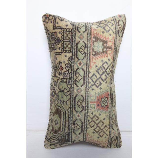 Traditional Hand Knotted Wool Lumbar Cushion Cover - 12'' X 20'' For Sale - Image 3 of 9