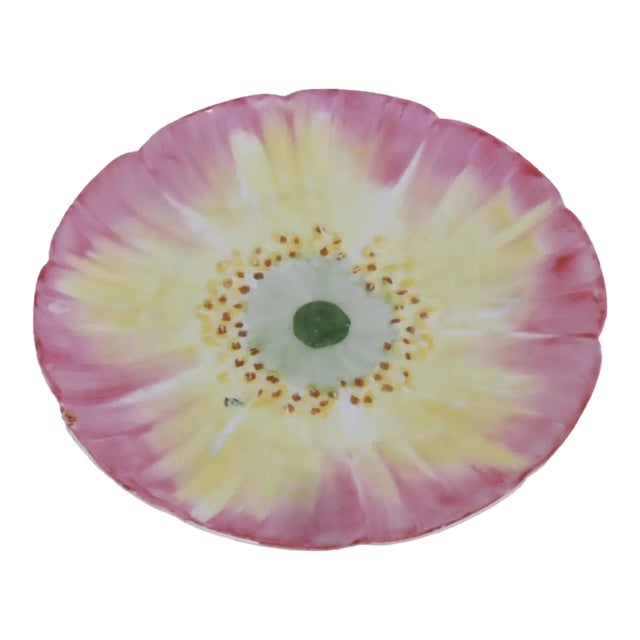 Carl Knoll Yellow and Pink Flower Small Plate Karlsbad Austria Porcelain 4807b For Sale