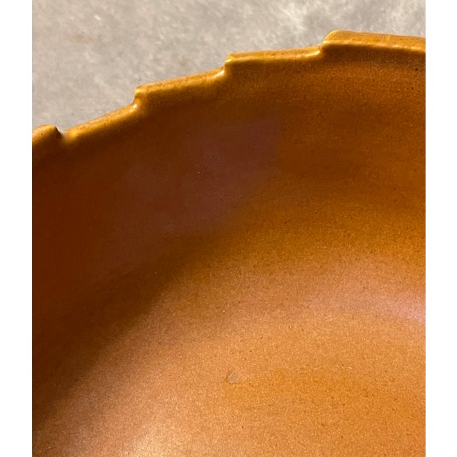 Ceramic Vintage 1940s Roseville Pottery Clematis Console Bowl 457-8 Autumn Brown MCM For Sale - Image 7 of 12