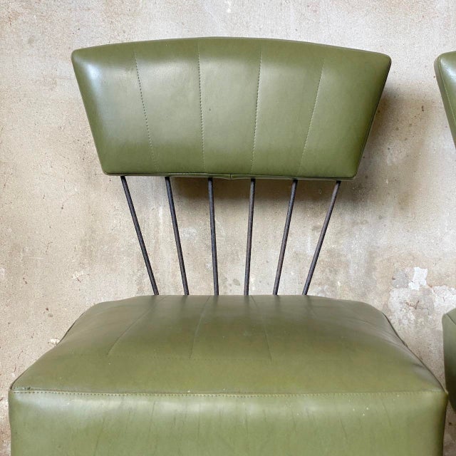 Vintage Lounge Chairs in Metal and Green Faux Leather, 1960s, Set of 2 For Sale - Image 9 of 15