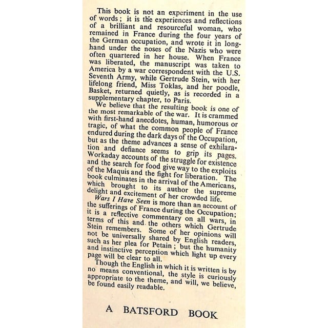 "Wars I Have Seen" 1945 Stein, Gertrude For Sale In New York - Image 6 of 6