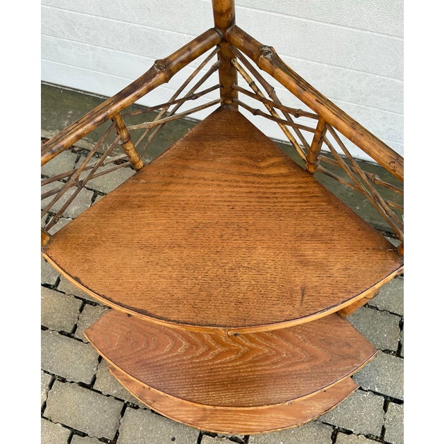 Antique Bamboo Corner Étagère For Sale - Image 11 of 12