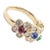 Christian Dior Late 20th Century Rare Christian Dior Yellow Gold Ruby Emerald Sapphire Diamond Flower Ring, Size 5.75 For Sale - Image 4 of 14