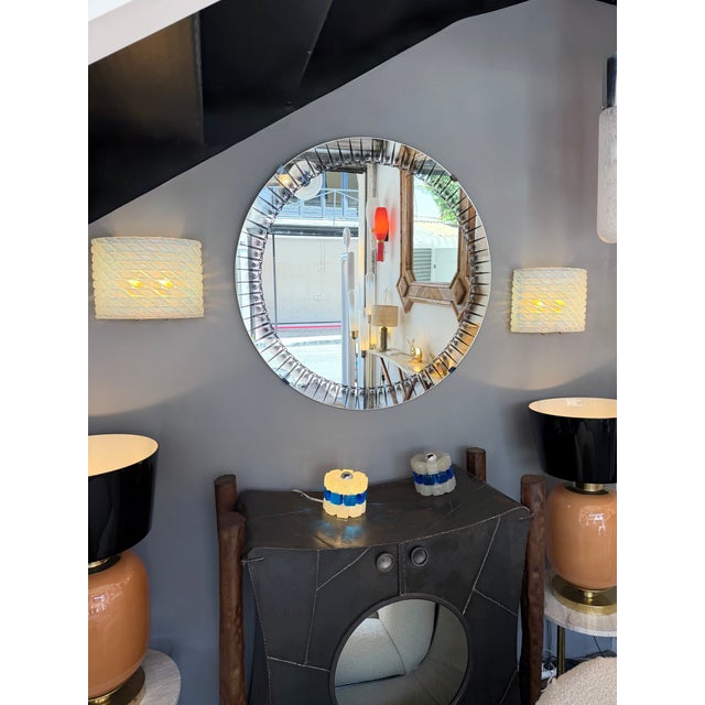 Cristal Arte Mirror Glass Palmette by Cristal Art Italy, 1960s For Sale - Image 4 of 13