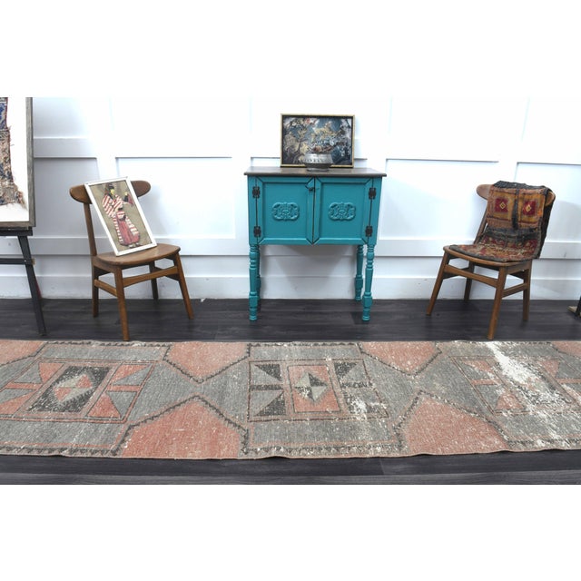 Rustic 1970s Vintage Handmade Wool Cotton Orange Runner Rug For Sale - Image 3 of 11