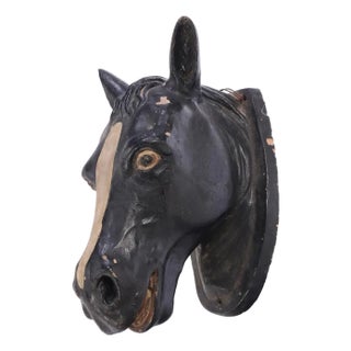 French Painted Terracotta Horse Head, Circa 1920 For Sale