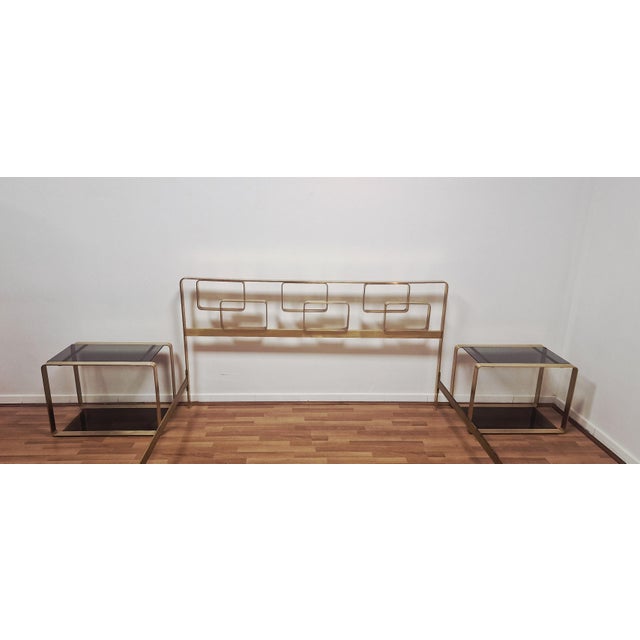 1970s Vintage Brass Bedroom Set, 1970s, Italy, Set of 3 For Sale - Image 5 of 15
