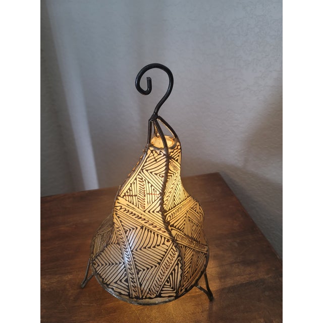 Contemporary 14" Dancing Black and White Moroccan Traditional Henna Lamp For Sale - Image 9 of 9