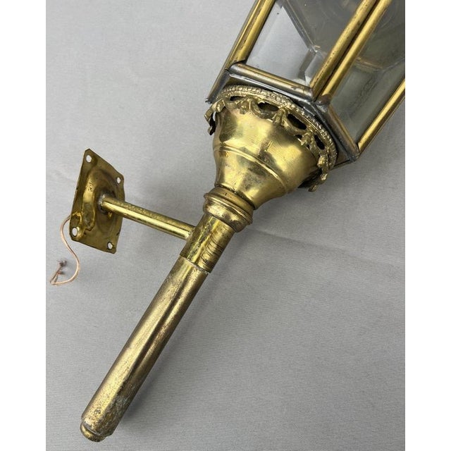 Gold Antique French Glass Lantern Wall Sconces, Set of 2 For Sale - Image 8 of 14