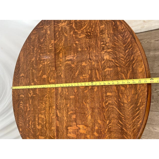 Early 20th Century Old English Revival Round Expansion Dining Table, Baluster Legs Quarter Sawn Oak For Sale - Image 12 of 15