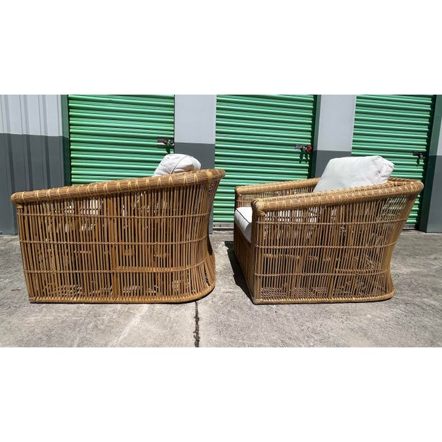 1970s McGuire San Francisco Stick Reed Lounge Chairs - Set of 2 For Sale In West Palm - Image 6 of 12