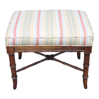 Traditional Style Faux Bamboo Low Footstool For Sale