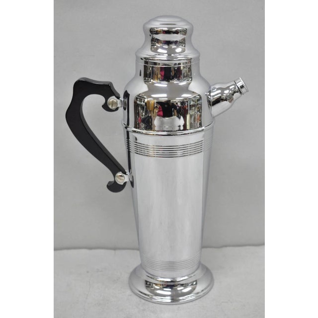 Vintage Art Deco Style Silver Plated Martini Bar Cocktail Shaker Pitcher For Sale - Image 14 of 14