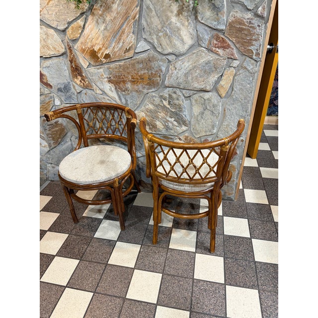 Honeymoon Bamboo Set oval glass top table with two chairs - brown.
