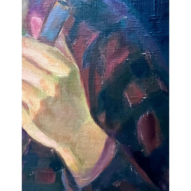 American Vintage Framed Western Oil Portrait of Bearded Frontiersman For Sale - Image 3 of 9