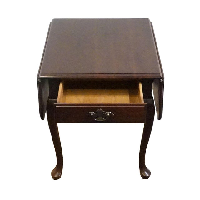 Brown Cresent Furniture Solid Cherry Traditional Style 36" Pembroke Drop Leaf Accent End Table 1338 For Sale - Image 8 of 16