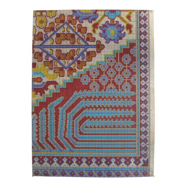 Antique Textile Design on Paper For Sale