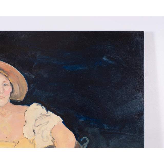 Wood Ira Yeager 20th C. Woman in Yellow Oil Canvas Painting 5.5 Ft For Sale - Image 7 of 18