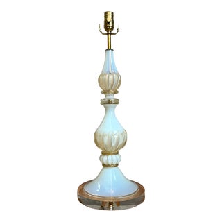Vintage Murano Opalescent Glass and Lucite Table Lamp For Sale